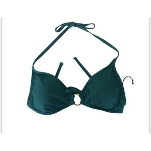 Shade & Shore Gold Ring Front Jungle Green Triangle Bikini Top Women’s Medium